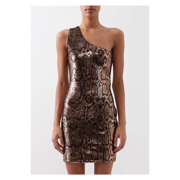New! BALENCIAGA One Shoulder Snakeskin Print Bodycon Mini Dress FR 36 - Picture 5 of 16